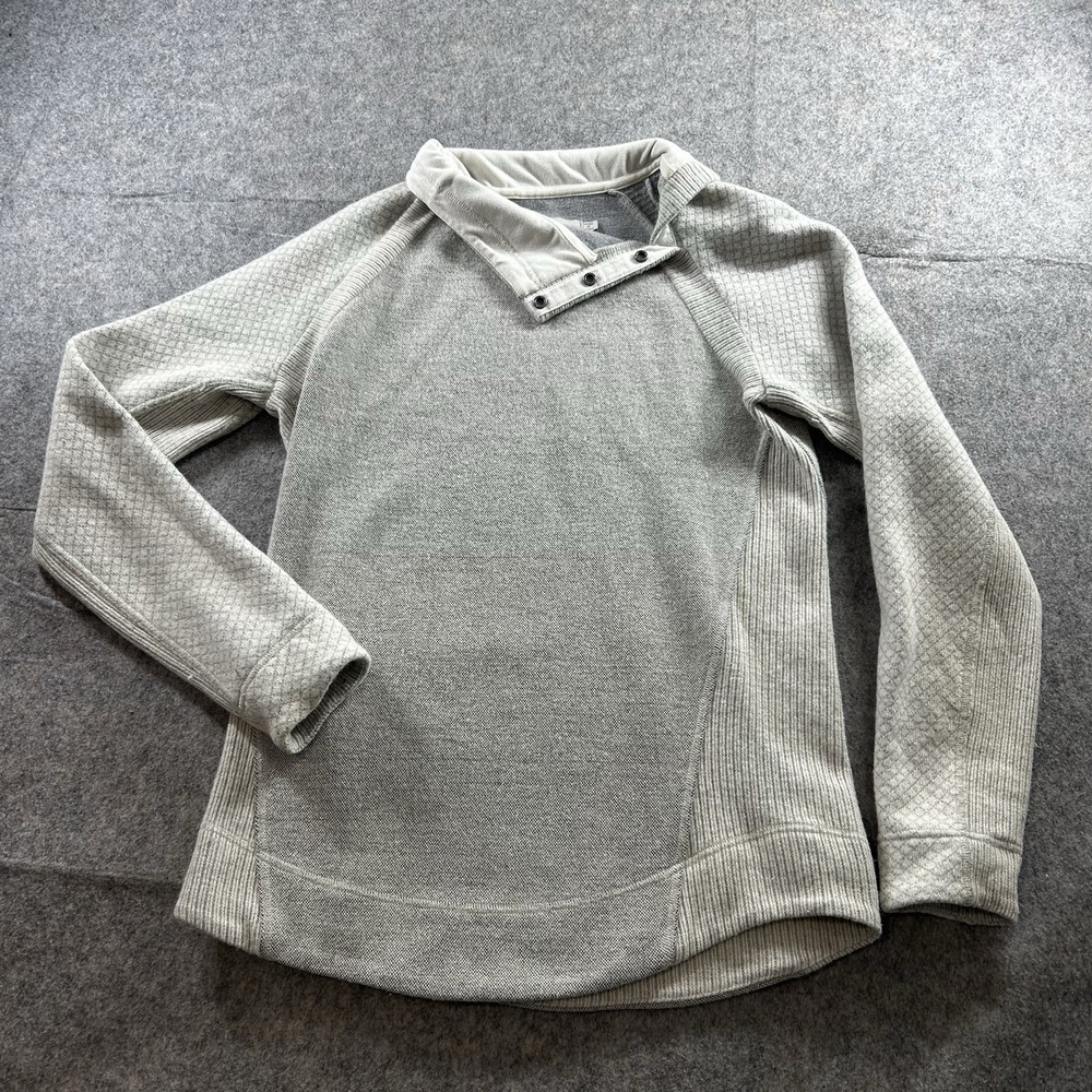 Prana Sweater Womens Medium Brandie Fleece Lined Wool Snap Collar Pullover